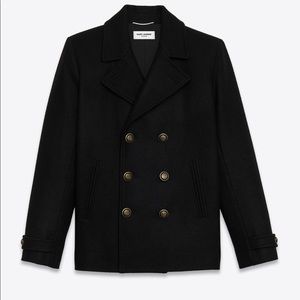 SAINT LAURENT DOUBLE-BREASTED PEACOAT WOOL JACKET